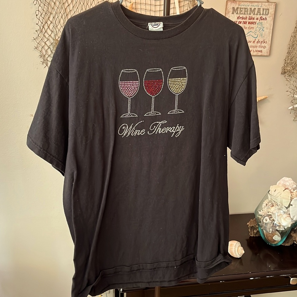 Womens Large Black “Wine Therapy” shirt
